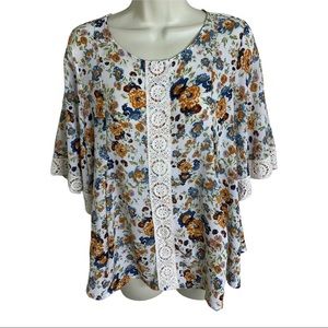 Anthropologie Everleigh Floral Peasant Boho Blouse Women’s Small